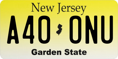 NJ license plate A40ONU