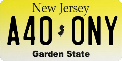 NJ license plate A40ONY