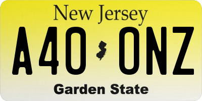 NJ license plate A40ONZ