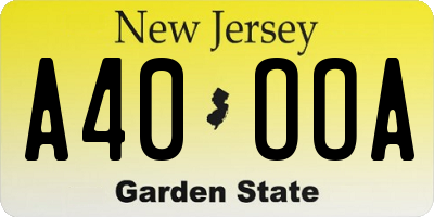 NJ license plate A40OOA
