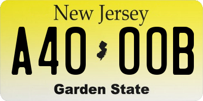 NJ license plate A40OOB