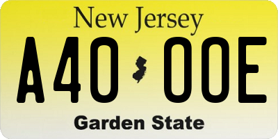 NJ license plate A40OOE