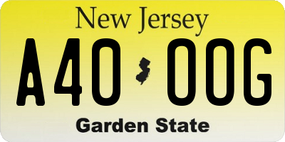 NJ license plate A40OOG