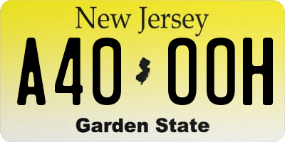 NJ license plate A40OOH