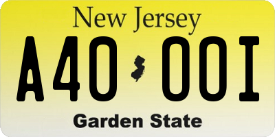 NJ license plate A40OOI