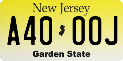 NJ license plate A40OOJ