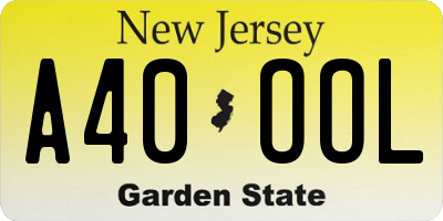 NJ license plate A40OOL