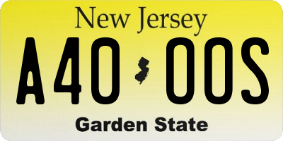 NJ license plate A40OOS