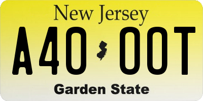 NJ license plate A40OOT