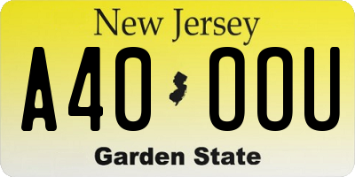 NJ license plate A40OOU