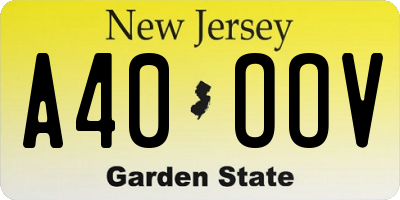 NJ license plate A40OOV