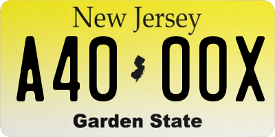 NJ license plate A40OOX