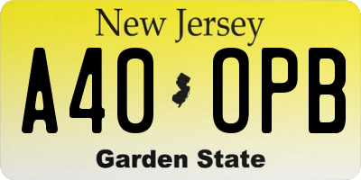 NJ license plate A40OPB
