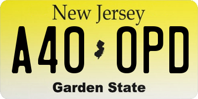 NJ license plate A40OPD