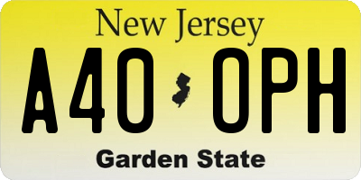 NJ license plate A40OPH