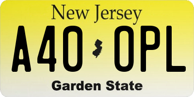 NJ license plate A40OPL