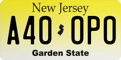 NJ license plate A40OPO