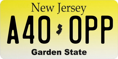 NJ license plate A40OPP