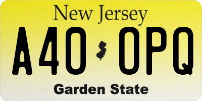 NJ license plate A40OPQ