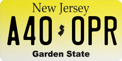 NJ license plate A40OPR