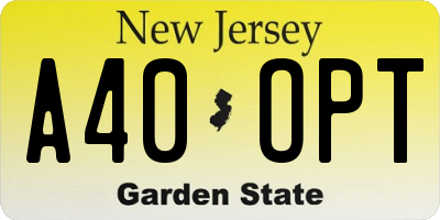 NJ license plate A40OPT