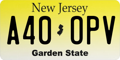 NJ license plate A40OPV