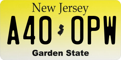 NJ license plate A40OPW