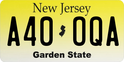 NJ license plate A40OQA