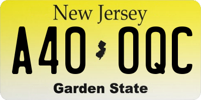 NJ license plate A40OQC