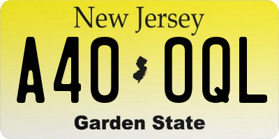 NJ license plate A40OQL