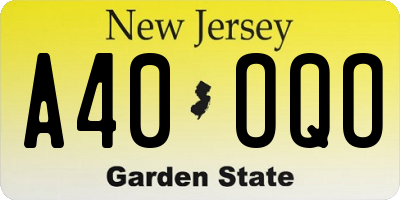 NJ license plate A40OQO