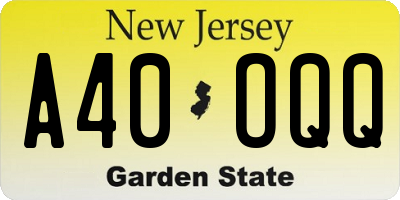 NJ license plate A40OQQ