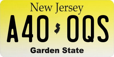 NJ license plate A40OQS
