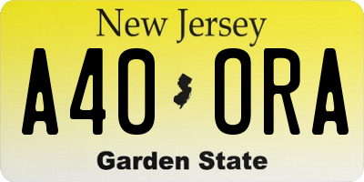 NJ license plate A40ORA
