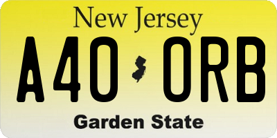 NJ license plate A40ORB
