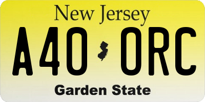NJ license plate A40ORC