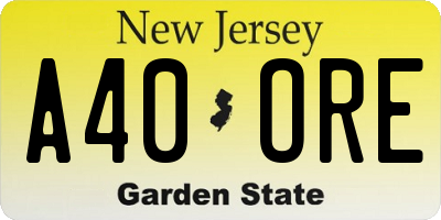 NJ license plate A40ORE