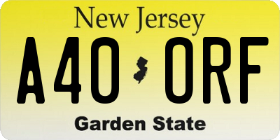 NJ license plate A40ORF