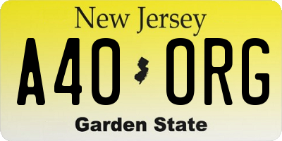 NJ license plate A40ORG
