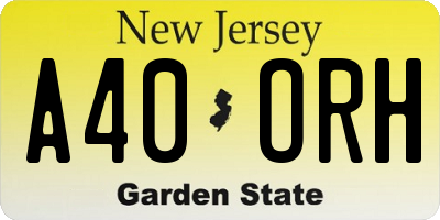 NJ license plate A40ORH