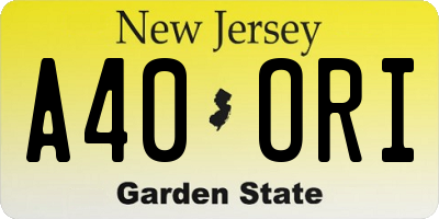 NJ license plate A40ORI