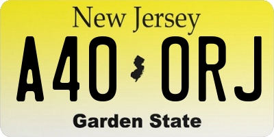 NJ license plate A40ORJ