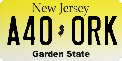 NJ license plate A40ORK
