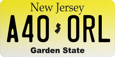 NJ license plate A40ORL