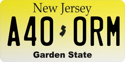 NJ license plate A40ORM