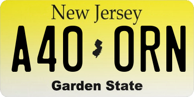NJ license plate A40ORN