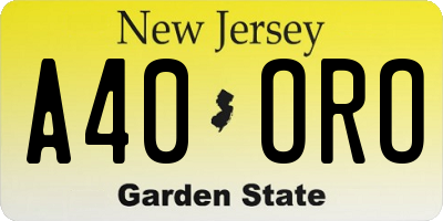 NJ license plate A40ORO