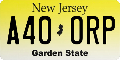 NJ license plate A40ORP