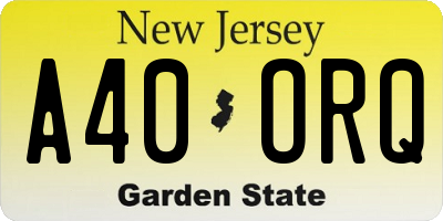 NJ license plate A40ORQ
