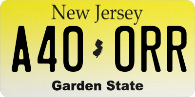NJ license plate A40ORR